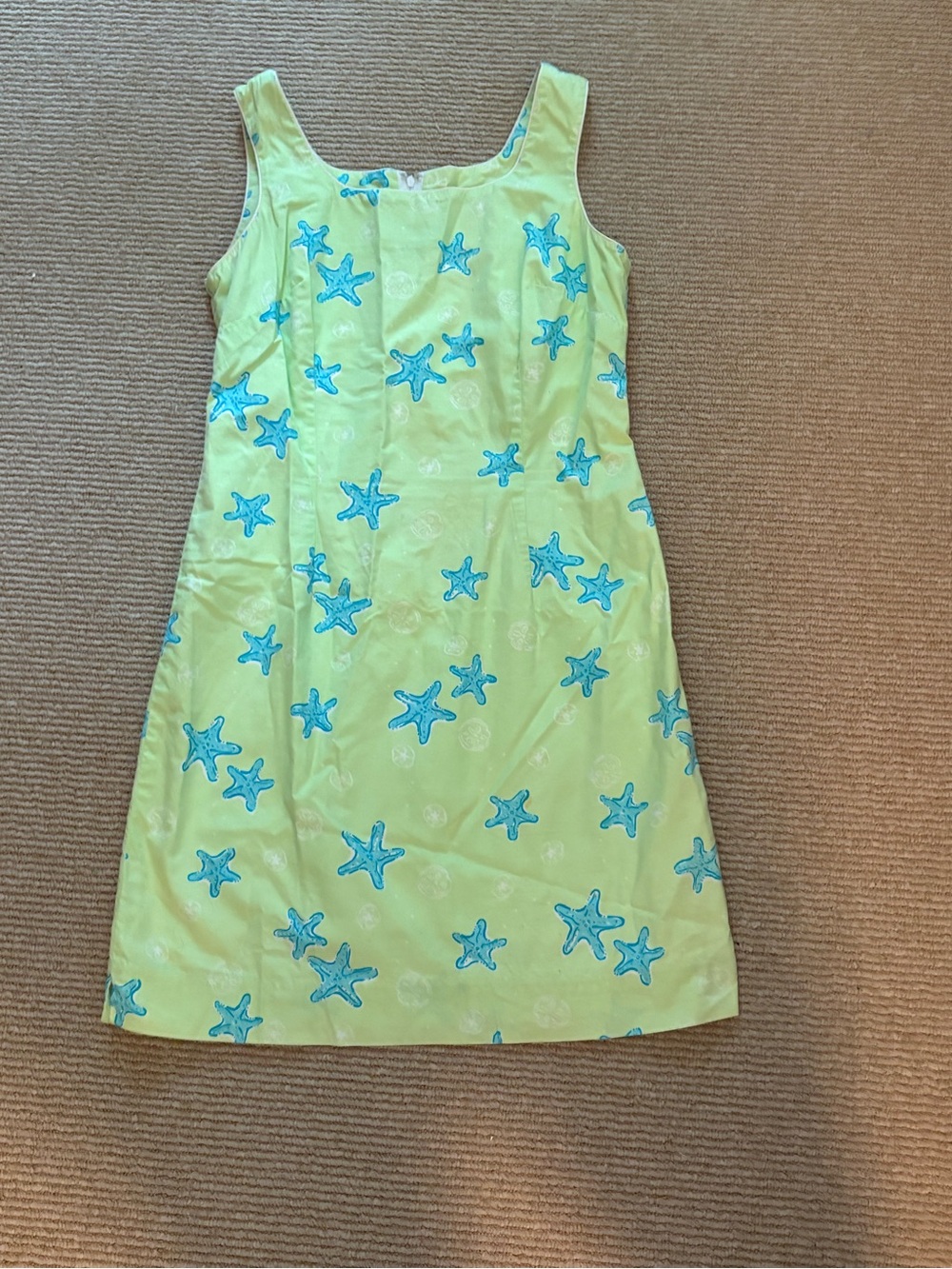 Lilly Pulitzer Lime Green Starfish Shift Dress with Turquoise Motif